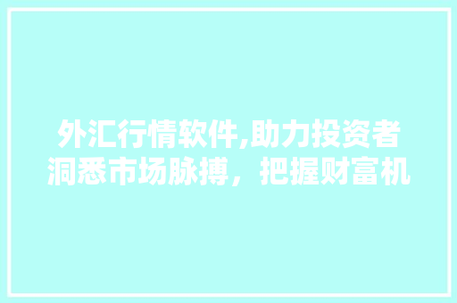 外汇行情软件,助力投资者洞悉市场脉搏，把握财富机遇 必应SEO