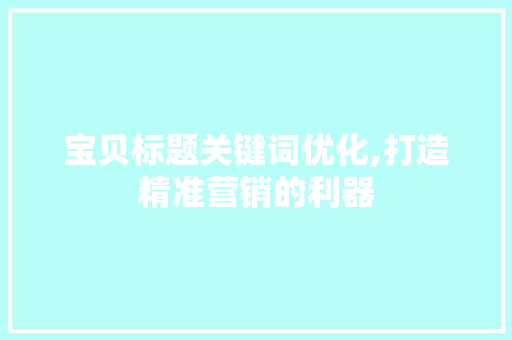 宝贝标题关键词优化,打造精准营销的利器 神马SEO