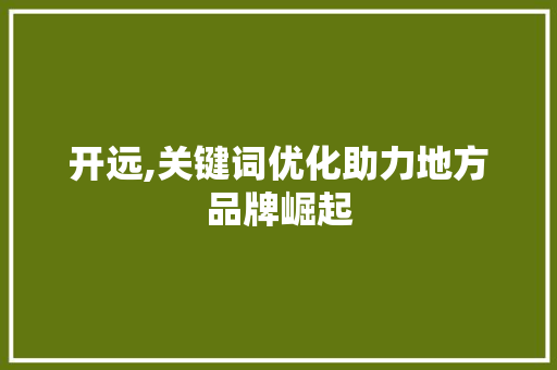 开远,关键词优化助力地方品牌崛起
