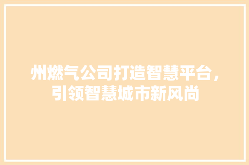 州燃气公司打造智慧平台，引领智慧城市新风尚 百度SEO