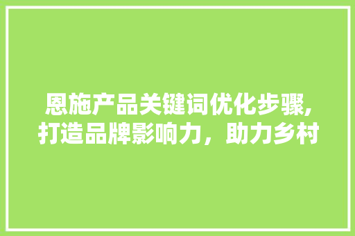恩施产品关键词优化步骤,打造品牌影响力，助力乡村振兴 必应SEO