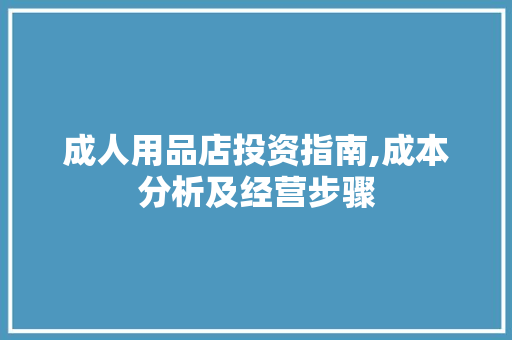 成人用品店投资指南,成本分析及经营步骤