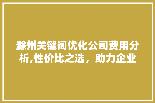 滁州关键词优化公司费用分析,性价比之选,助力企业腾飞 SEO关键词 滁州关键词优化公司费用分析,性价比之选,助力企业腾飞 SEO关键词