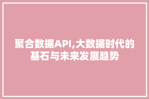 聚合数据API,大数据时代的基石与未来发展趋势 SEO关键词