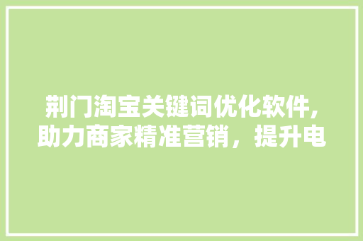 荆门淘宝关键词优化软件,助力商家精准营销，提升电商竞争力 搜狗SEO