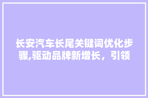 长安汽车长尾关键词优化步骤,驱动品牌新增长，引领行业潮流