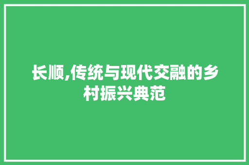 长顺,传统与现代交融的乡村振兴典范