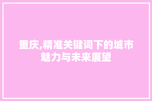 重庆,精准关键词下的城市魅力与未来展望 SEO关键词