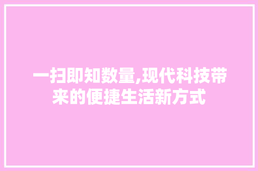 一扫即知数量,现代科技带来的便捷生活新方式 百度SEO