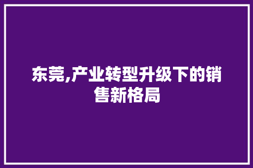 东莞,产业转型升级下的销售新格局