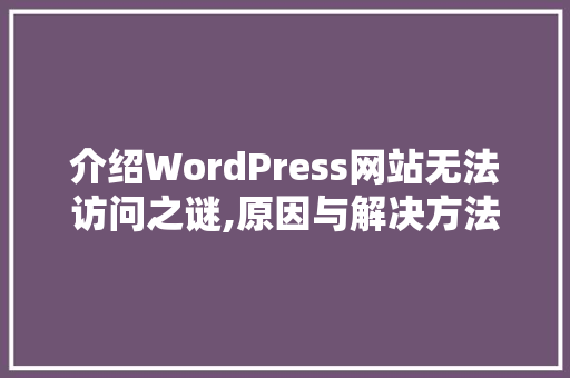 介绍WordPress网站无法访问之谜,原因与解决方法 百度SEO