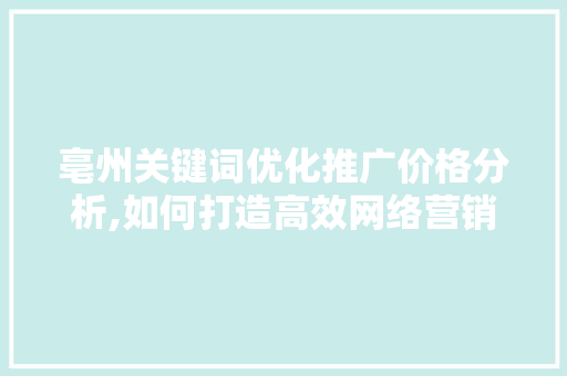 亳州关键词优化推广价格分析,如何打造高效网络营销步骤