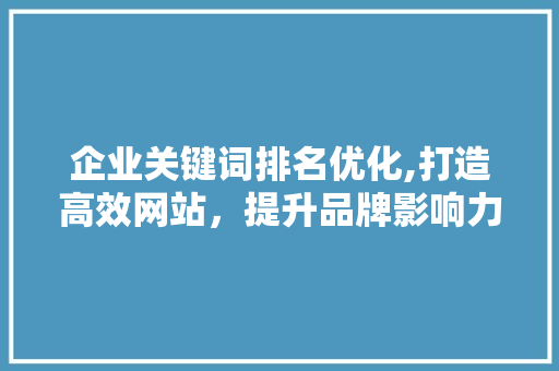 企业关键词排名优化,打造高效网站，提升品牌影响力 百度SEO