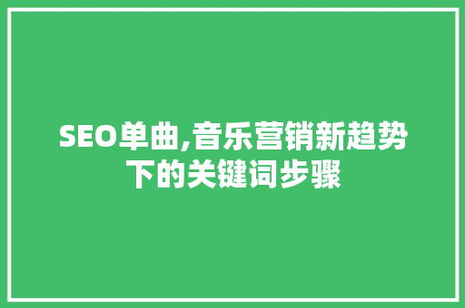 SEO单曲,音乐营销新趋势下的关键词步骤 必应SEO