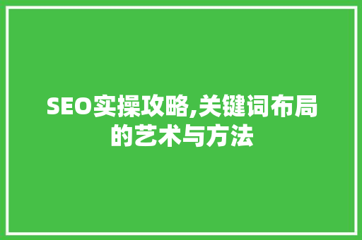 SEO实操攻略,关键词布局的艺术与方法