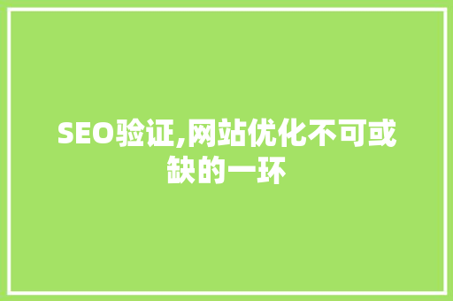 SEO验证,网站优化不可或缺的一环 SEO关键词