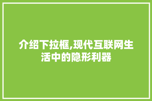介绍下拉框,现代互联网生活中的隐形利器 必应SEO 介绍下拉框,现代互联网生活中的隐形利器 必应SEO