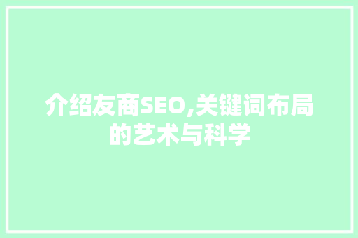 介绍友商SEO,关键词布局的艺术与科学