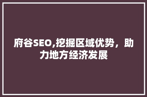 府谷SEO,挖掘区域优势，助力地方经济发展 百度SEO