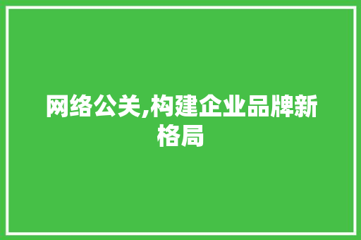 网络公关,构建企业品牌新格局