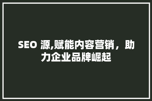 SEO 源,赋能内容营销，助力企业品牌崛起 搜狗SEO