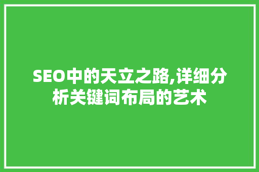 SEO中的天立之路,详细分析关键词布局的艺术 搜狗SEO