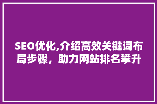 SEO优化,介绍高效关键词布局步骤，助力网站排名攀升 必应SEO