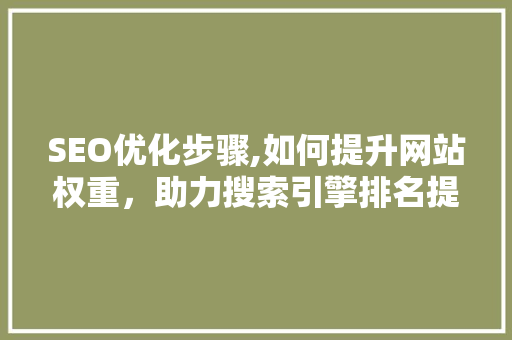SEO优化步骤,如何提升网站权重，助力搜索引擎排名提升