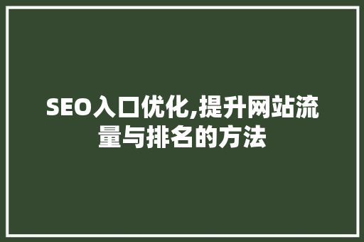 SEO入口优化,提升网站流量与排名的方法