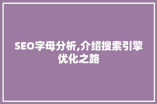 SEO字母分析,介绍搜索引擎优化之路