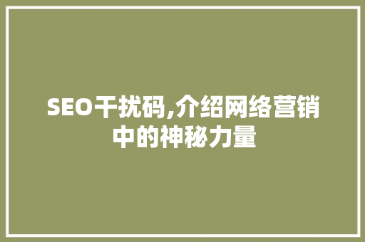 SEO干扰码,介绍网络营销中的神秘力量