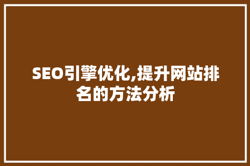 SEO引擎优化,提升网站排名的方法分析 网站建设公司