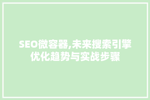 SEO微容器,未来搜索引擎优化趋势与实战步骤