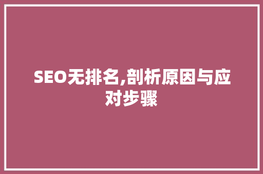 SEO无排名,剖析原因与应对步骤 神马SEO