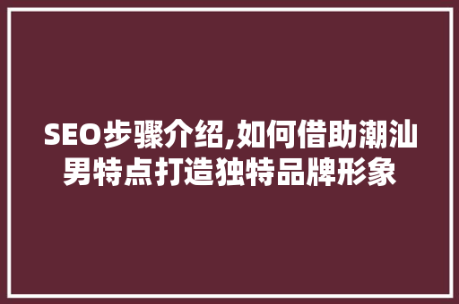 SEO步骤介绍,如何借助潮汕男特点打造独特品牌形象 神马SEO
