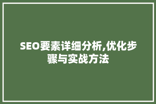 SEO要素详细分析,优化步骤与实战方法 百度SEO