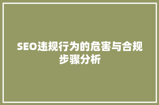 SEO违规行为的危害与合规步骤分析 必应SEO