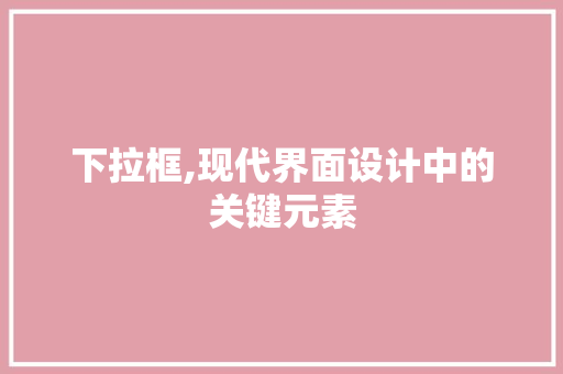 下拉框,现代界面设计中的关键元素 网站建设公司