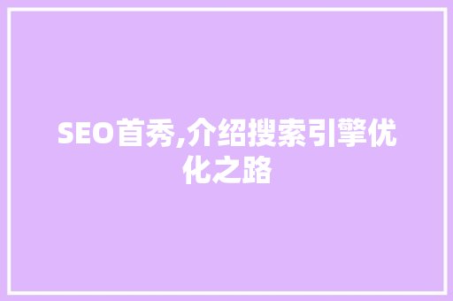 SEO首秀,介绍搜索引擎优化之路 SEO关键词