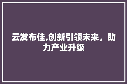 云发布佳,创新引领未来，助力产业升级 百度SEO