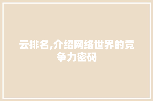 云排名,介绍网络世界的竞争力密码 神马SEO
