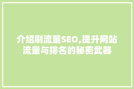 介绍刷流量SEO,提升网站流量与排名的秘密武器 SEO关键词