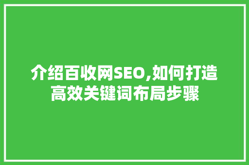 介绍百收网SEO,如何打造高效关键词布局步骤 神马SEO