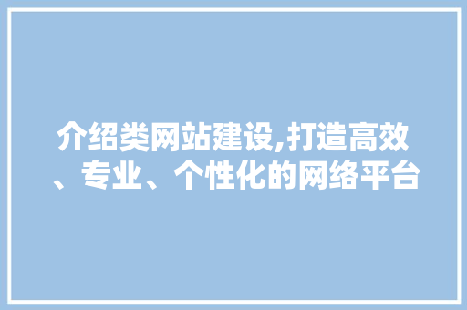 介绍类网站建设,打造高效、专业、个性化的网络平台 百度SEO