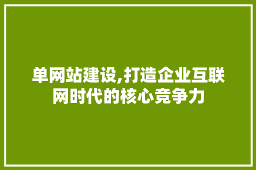 单网站建设,打造企业互联网时代的核心竞争力 神马SEO