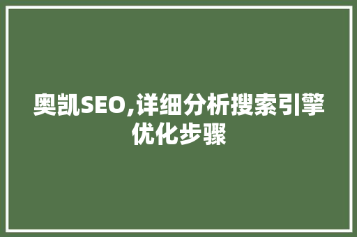 奥凯SEO,详细分析搜索引擎优化步骤