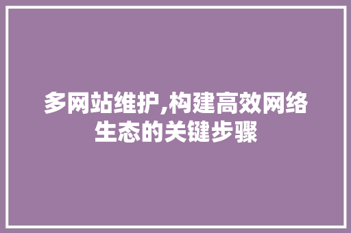 多网站维护,构建高效网络生态的关键步骤