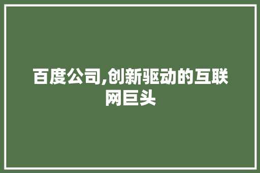 百度公司,创新驱动的互联网巨头 搜狗SEO