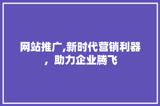 网站推广,新时代营销利器，助力企业腾飞