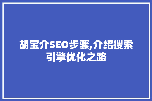 胡宝介SEO步骤,介绍搜索引擎优化之路 SEO关键词